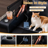 ANJ Black Power Recliner Chair Electric Home Theater Seating Soft Leather Movie Chair for Living Room Overstuffed Single Reclining Sofa with Hidden Arm Storage, Cup Holders and USB Ports (Black) ANJ