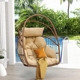 DWVO Egg Chair Without Stand, Basket Chair Hanging Outdoor Rattan Wicker Patio Hammock Indoor Egg Chair with Cushion, Hanging Swing Chair 350lbs for Porch, Garden, Bedroom, Balcony, Beige DWVO