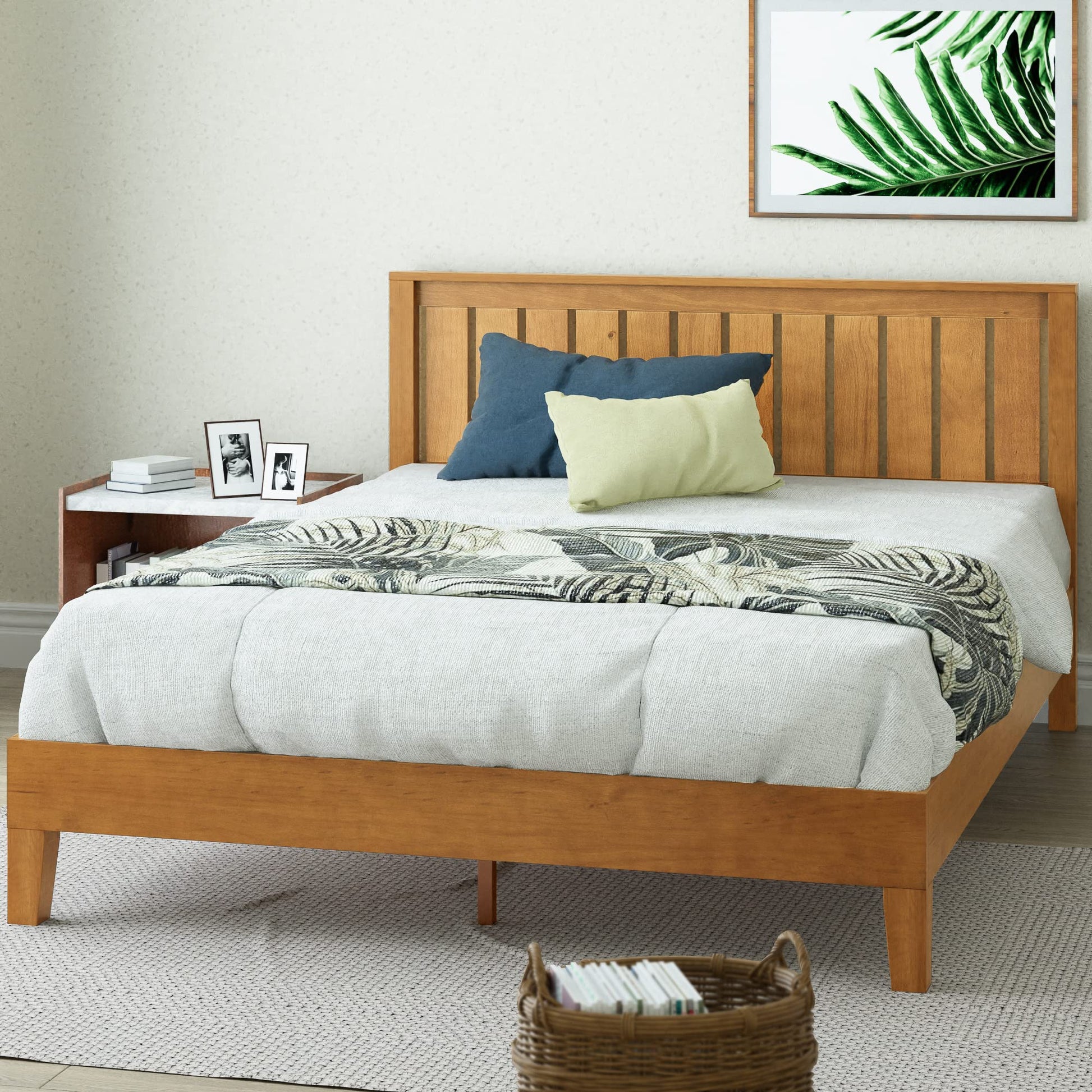 ZINUS Alexis Deluxe Rustic Pine Platform Bed Frame with Headboard – No Box Spring Required, Easy Assembly - WoodArtSupply