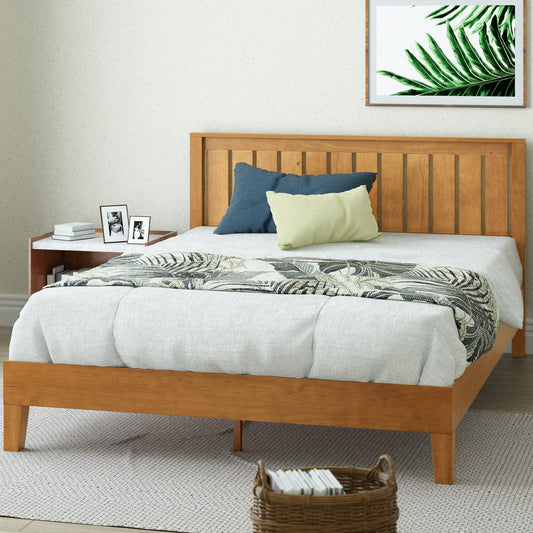 Zinus Alexis Deluxe Rustic Pine Wood Platform Bed Frame with Headboard - No Box Spring Needed, Easy Assembly, King Size - WoodArtSupply