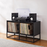 Crosley Furniture Enzo Medium Vinyl Record Storage TV Stand and Entertainment Center, Media Console, Black Crosley Furniture