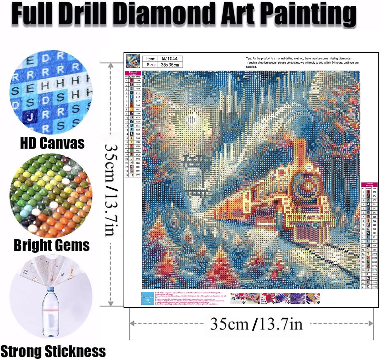Ekuxom Christmas Diamond Art Kits for Adults, Christmas Train Diamond Painting Kits for Adults, DIY 5D Full Round Drill Gem Art Paint for Gifts Home Wall Decor 14x14in Ekuxom