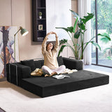 YINIX Foldable Sofa Bed, 81'' Folding Floor Couch, Compressed Convertable Sleeper Sofa, Memory Foam Couch with Pillow Back Support Armrest, 4-in-1 Futon Sofa Bed for Living Room, Black YINIX