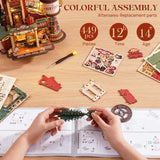 ROKR 3D Puzzle for Adults Christmas Style Dream Gift Factory Wooden Model Kit Luminous Factory DIY Dollhouse Kit Building with Music, Lights and 5 Elves for Teens & Kids ROKR