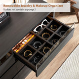 Jocoevol Modern LED 6 Drawer Dresser for Bedroom, Large Chest of Drawers with Hidden Handles, Long Double Wooden Dresser Closet for Living Room, Entryway, Hallway (Black) Jocoevol