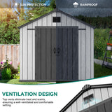 YITAHOME 8x10 FT Outdoor Storage Shed with Lockable Door, Large 544 Cuft Resin Shed with Floor Roof Windows Vents, All-Weather Plastic Storage Shed Tool Organizer for Backyard Garden Patio Lawn, Gray YITAHOME