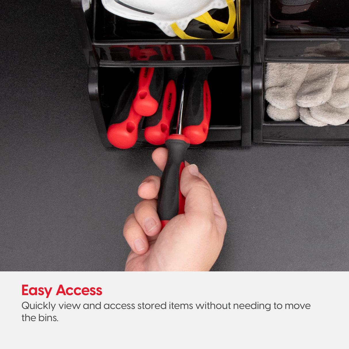 IRIS USA Extra Large Stackable Storage Bins, 6-Pack, 13"L x 10"W x 8"H, |Made in USA|, Plastic Open Front Shelf Bin for Organizing Parts, Hardware, Tools, Supplies, Garage Shelf, Pantry - Black IRIS USA