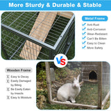 Chicken Coop and Run, Two Story Rabbit Hutch Indoor Outdoor, Waterproof Metal Frame Hen House with Nesting Box Rabbit Cage, Deep No Leak Pull Out Tray, for Chick, Bunny Rockever