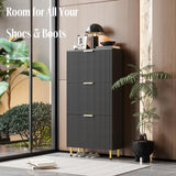 INNOD 51" Shoe Cabinet with 3 Flip Drawers, Shoe Storage Cabinet for Entryway, Freestanding Shoe Organizer with Adjustable Shelf, Narrow Hidden Shoe Rack for Front Door Entrance Hallway INNOD