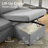 ODIKA L Shaped Convertible Sleeper Sofa Bed, 84" Sectional Couch for Living Room - Pull Out Bed, Reversible Chaise with Storage, Dual USB-C Charging, Removable & Washable Dark Grey Linen Covers ODIKA