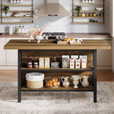 Tribesigns Kitchen Island with Storage, 62.99-Inch Kitchen Island Table with 2 Shelves and Large Worktop, Industrial Bar Table, Easy to Assemble, Rustic Brown (Stools Not Included) Tribesigns