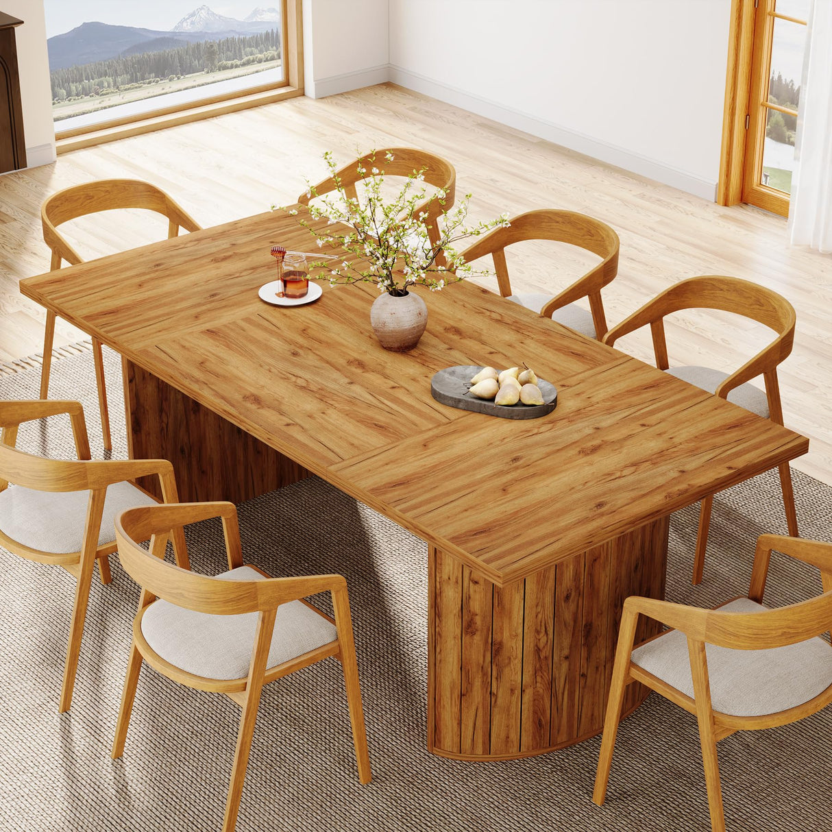 Tribesigns 78.7" Extra Long Dining Table for 6-8 People, Large Farmhouse Kitchen Table with Wooden Tabletop, Rustic Style Rectangular Dinner Table for Dining Room, Kitchen, Living Room, Brown Tribesigns