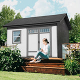 Handy Home Products Beachwood 8x12 Do-it-Yourself Wooden Storage Shed with Floor Tan Handy Home Products