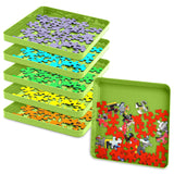 Jigitz 6 Pack Green ABS Plastic Jigsaw Puzzle Organizer Trays for Large Puzzles Up to 1000 Pieces Jigitz