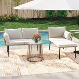 YITAHOME 3 Piece Patio Furniture Set Wicker Patio Sectional with Removable Cushions and Coffee Table All-Weather L-Shaped Sectional Conversation Sofa Set Outdoor Furniture Set for Backyard Porch YITAHOME