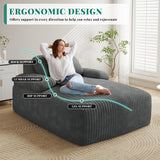 YITAHOME 48-Inch Chaise Lounge Chair Indoor, Oversized Corduroy Upholstered Boneless Sofa Bed, Deep-Seat Sleeper Couch, Reading Chair, Cloud Sofa Couch for Living Room, No Assembly Required, Grey YITAHOME