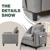 Portaforta Sectional Sofa Set, 77" Convertible Sofa and Accent Chair, Small 3 Seat L Shaped Couch with Storage Ottoman and Side Pockets, Modern Couch for Living Room, Office, Apartment, Light Grey Portaforta