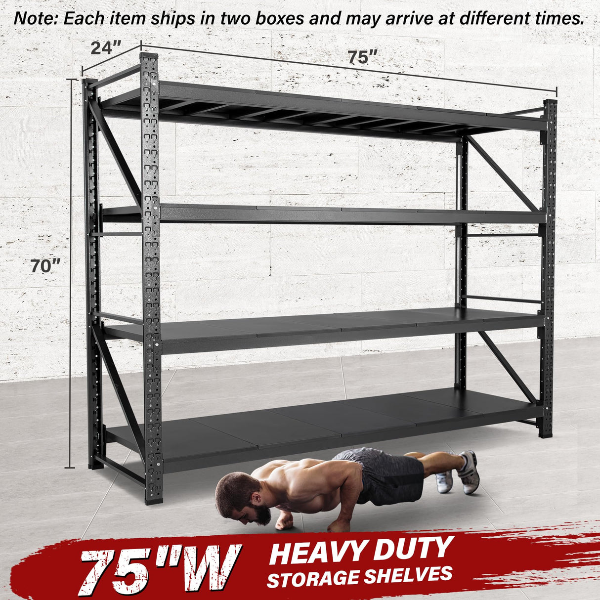 9000LBS Heavy Duty Garage Shelving Units,75" Wide & Deep Storage Shelves,Metal Garage Shelves,Large Storage Rack,Steel Shelf,Industrial Shelving for Shop,Warehouse,Basement,75" W x 24" D x 70" H SISESOL