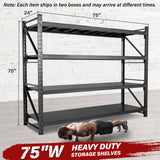 9000LBS Heavy Duty Garage Shelving Units,75" Wide & Deep Storage Shelves,Metal Garage Shelves,Large Storage Rack,Steel Shelf,Industrial Shelving for Shop,Warehouse,Basement,75" W x 24" D x 70" H SISESOL