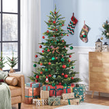 Yaheetech 6ft Pre-lit Aspen Fir Artificial Christmas Tree with 400 Incandescent Warm Lights Full Prelighted Xmas Tree w/828 Branch Tips & Foldable Stand for Home Holiday Decor, Green Yaheetech