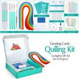 MY CREATIVE CAMP® Beginner's Greeting Cards Quilling Kit, DIY Greeting Card Making Kits for Kids & Adults, Paper Quilling Kit for Beginners, Quilling Card Kit & Gift Tag, 14 Projects with Instructions MY CREATIVE CAMP