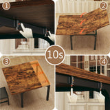 7-Piece Dining Table Set for 4-6, Extendable Kitchen Table Cushion Chairs Set of 6 with 6 Chairs, Rectangle Dining Table with Metal Frame & MDF Board, Folding for Small Apartment Saving Space, Rustic HUAHUU