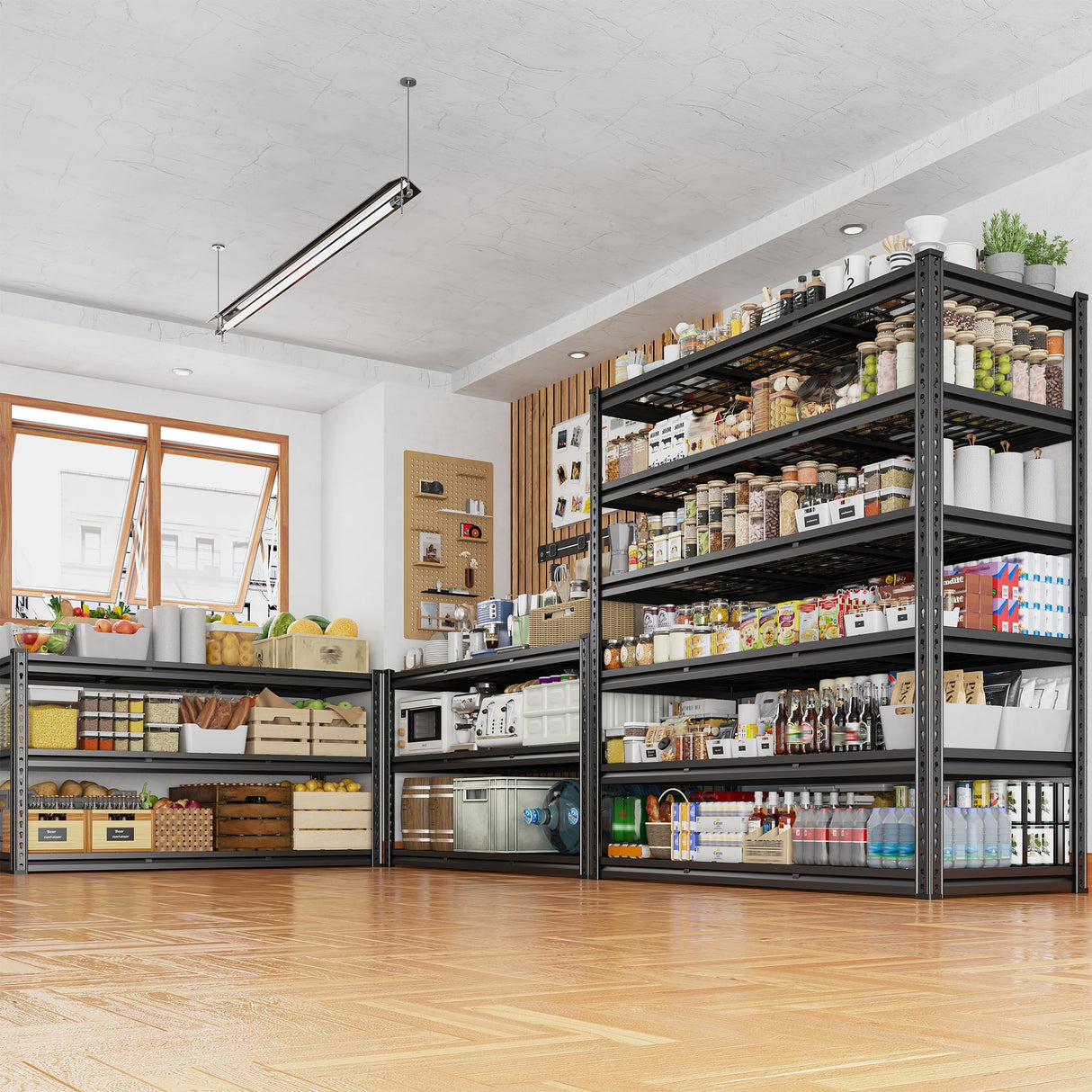 REIBII 48" W Garage Shelving 3600LBS Heavy Duty Storage Shelves, Adjustable 6 Tier Metal Shelves for Storage Rack Industrial Shelving, Garage Storage Shelf Unit, 48" W x 24" D x 78" H REIBII