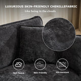 SoarFlash 71.6" Chenille Sectional Sofa, Comfy Modular Loveseat Sofa, Modern 2-Seat Couch Deep Seat Sofa Set for Living Room,Black SoarFlash