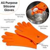 AMZ BBQ CLUB - Meat Claws Bbq Grill Accessories Set - 2 Silicone Gloves, Claws For Pulled Pork, BBQ Thermometer - Perfect Smoker Accessories Grilling Tools Gift Set For (Orange Glove-Thermometer-Claw) AMZ BBQ CLUB