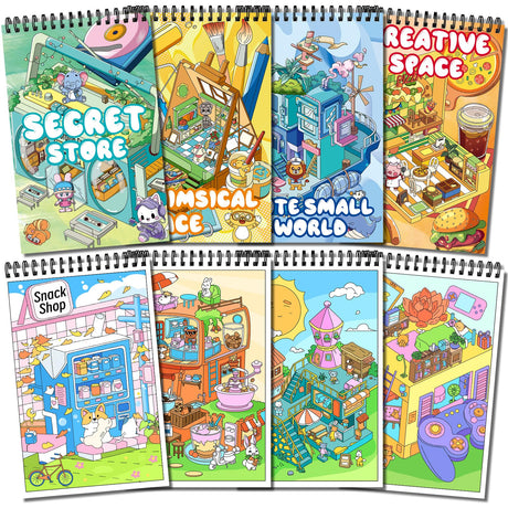 Elfew 4 Set Coloring Books for Teens & Kids 8-12, Stress Relieving & Therapeutic Coloring Book with 80 Cute Patterns, Anxiety Relief & Relaxation for Teens Adult Women Elfew