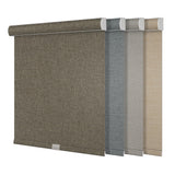 Boolegon Blackout Roller Shades for Windows,Cordless,Linen Fabric,Roller Blinds,Thermal Insulated Fabric UV Protection,Window Shades for Home,Office,Bedroom,Door,Blackout-Brown,Custom Size Boolegon