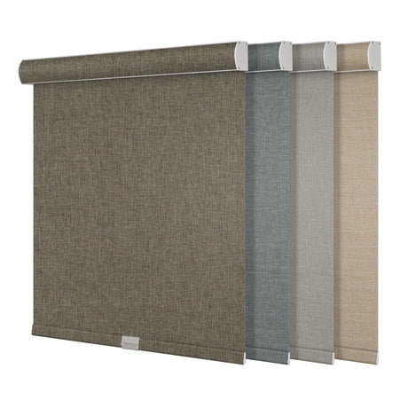 Boolegon Blackout Roller Shades for Windows,Cordless,Linen Fabric,Roller Blinds,Thermal Insulated Fabric UV Protection,Window Shades for Home,Office,Bedroom,Door,Blackout-Brown,Custom Size Boolegon