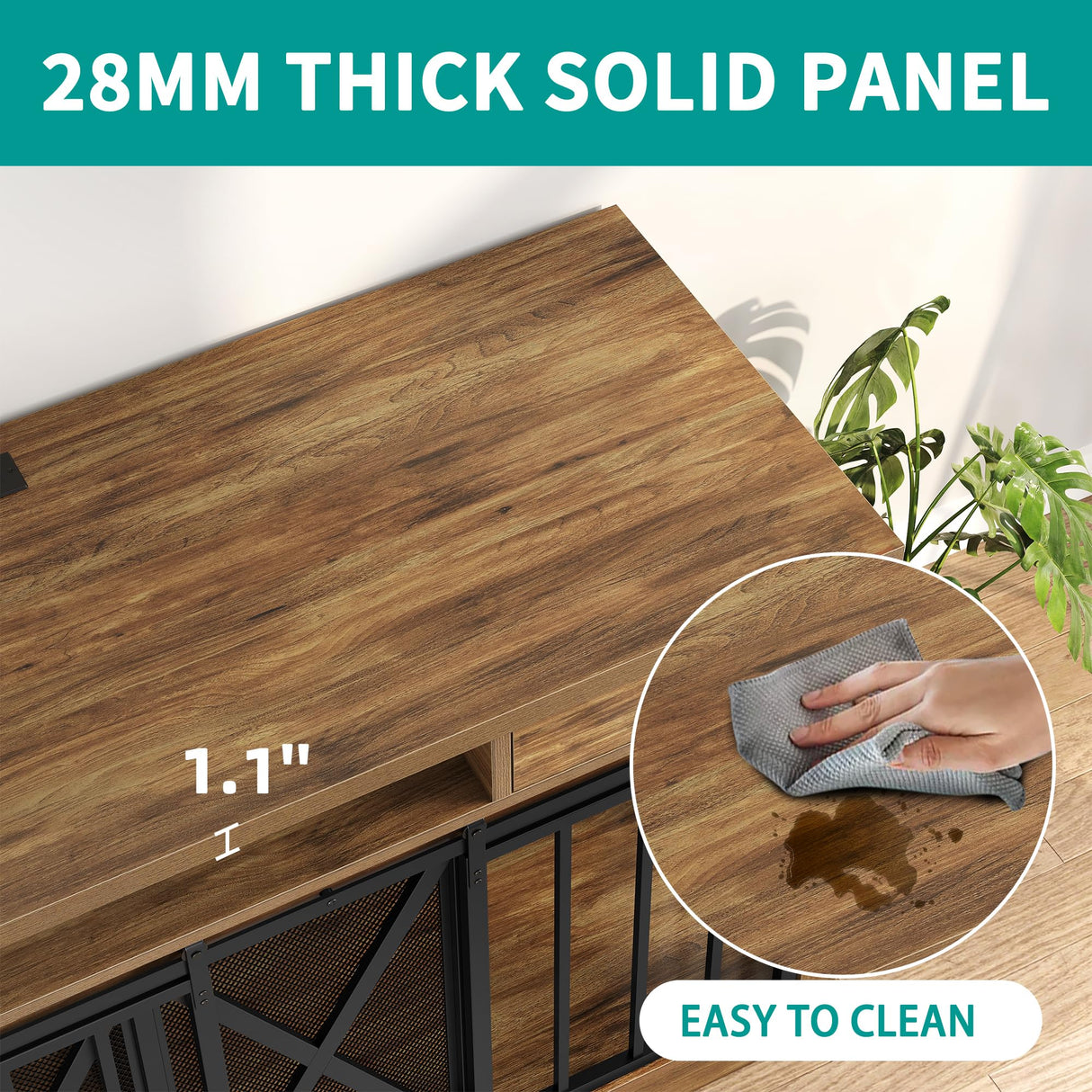 YITAHOME 63 Inch Double Dog Crate TV Stand with Charging Station, Heavy Duty Wooden Cage Furniture for 2 Dogs, Dog Kennel Indoor Furniture Double Sliding Barn Door Design Ideal for 2 Dogs, Oak YITAHOME