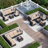 Aoxun 7 Piece Patio Furniture Set Rattan Rattan Patio Sectional Sofa Set Outdoor Seating Furniture with Thickened Cushion, Beige Aoxun