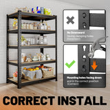 MAXLEAD Home Storage Shelves Adjustable Garage Shelving 5 Tier Heavy Duty Metal Shelving 2000LBS Garage Storage with Thickened Wood Board for Basement, Pantry, Kitchen, 59.8''H*11.8''D*27.5''W, Black MAXLEAD