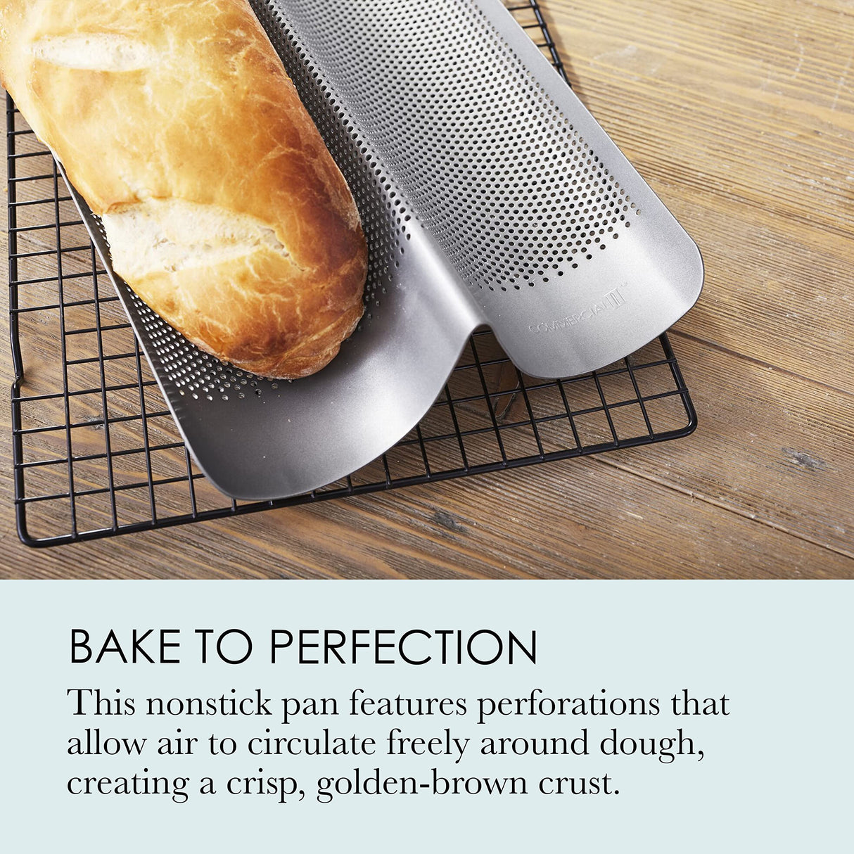 Chicago Metallic Commercial II Non-Stick Perforated French Bread Pan, Perfect for creating a crisp, golden-brown crust, Chicago Metallic