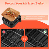 COSORI Air Fryer Liners, 100 PCS Square Disposable Paper Liners, Non-Stick Silicone Oil Coating, Little to No Cleaning, 7.9" Unbleached Food Grade, Resistant to 465°F, Thickened Not Easy to Break COSORI