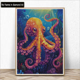 Kaliosy 5D Diamond Art Kits for Adults Octopus by Number Kits, Diamond Painting Art Animal DIY Full Drill Crystal Craft Cross Stitch Embroidery Decoration (12x16 inch) 30x40 cm Kaliosy