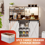 PAKASEPT Coffee Bar Cabinet with Adjustable 20-Color LED Lights and 6.5FT Outlet, Kitchen Buffet Storage Cabinet, 47'' Sideboard Buffet Cabinet with Sliding Barn Door, Adjustable Shelf and Wine Racks PAKASEPT