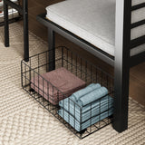 PVWIIK Twin Size Loft Bed with Desk for Dormitory,Living Room,Bedroom,Metal Bed Frame w/Wood Slats Support/Table Sets Transformable to Twin Over Twin Bunk Bed,Black（Cushion Not Included） PVWIIK