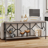 Tribesigns 70.9 Inches Extra Long Sofa Table, Narrow Long Console Table with Storage Shelves Behind Couch Table,2-Tier Hall Table for Entryway Tribesigns