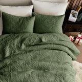 WDCOZY Olive Green Christmas Quilt Queen Size, 100% Cotton Lightweight Reversible Bedding Set with 2 Pillow Sham, Xmas Tree Block Pattern Farmhouse Bedspread Coverlet Holiday Thin Comforter All Season WDCOZY