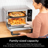 Ninja DCT451 12-in-1 Smart Double Oven with FlexDoor, Thermometer, FlavorSeal, Smart Finish, Rapid Top Convection and Air Fry Bottom , Stainless Steel (pack of 1) Ninja
