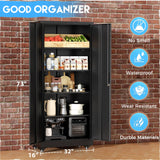 Greenvelly Metal Storage Cabinet with 4 Swivel Wheels, 73" H Black Garage Storage Cabinet with Wheels, Rolling Tool Cabinet with Locking Doors and Shelves for Home, Basement, Kitchen Pantry, Warehouse Greenvelly