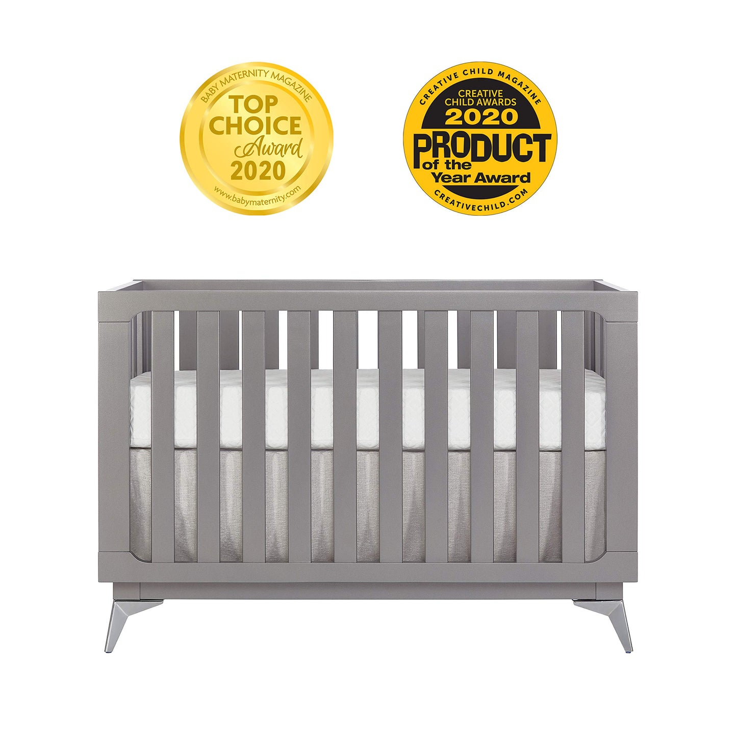 Dream On Me Harper 4-In-1 Convertible Crib In Storm Grey, Greenguard Gold & JPMA Certified, 3 Mattress Height Settings