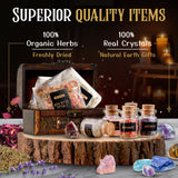 Witchcraft Supplies Kit for Witch Altar 54PCS - Spell Candles for Witches - Crystals Spell Jars for Witches - Herbs for Spells - Beginner Witch Starter Box - Witchcraft Kit Wyspell