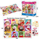 Bestbase Christmas Puzzle 100 Piece Puzzles for Kids - Christmas Cats, Multicolor Jigsaw Puzzles for Kids Ages 4-8 3-5 8-10, Stocking Stuffers Christmas Toys Cat Puzzle Kids Puzzles for Girls and Boys Bestbase