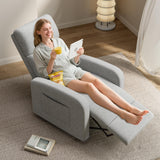 GarveeHome Linen Fabric Manual Recliner Chair, with Side Pocket, High Backrest, Thick Cushion, Adjustable Push Back Recliner,Lazy Lounge Chair for Living Room, Home Theater, Bedroom, Gray GarveeHome