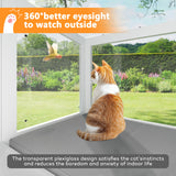 Yardenaler Cat Window Box, Adjustable Window Cat Perch Catio, Wooden Window Catio for Indoor Cats, Fits Vertical Window Frames 26" to 42" Wide, Sunbathing, Napping, Overlooking, White Yardenaler