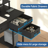 Uniheim Black Computer Desk with Drawers, Gaming Desk with LED Light & Power Outlet, 47" Home Office Desk with Large Storage & Monitor Stand for Small Space Uniheim